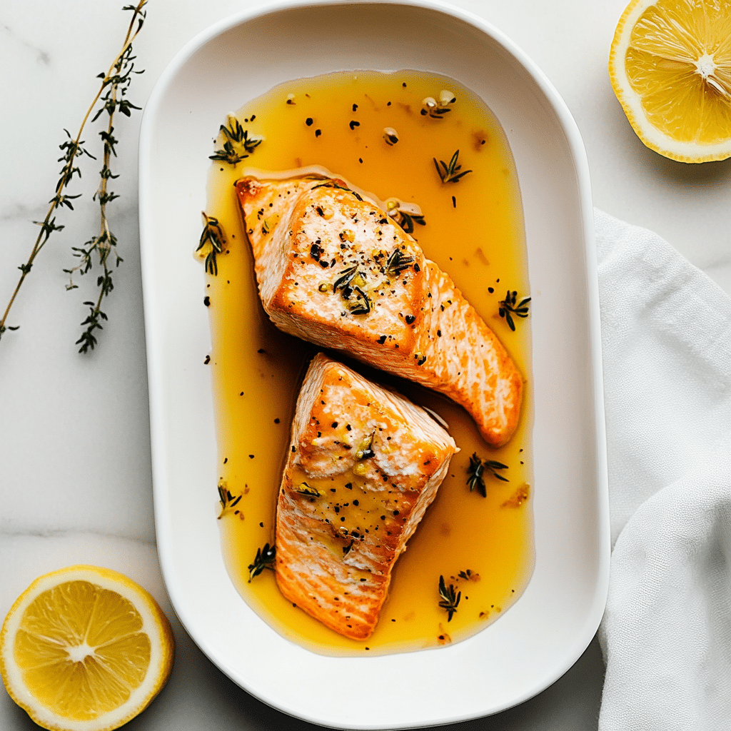 Recipe card for hot honey lemon salmon