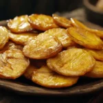 Baked Plantains on rustic table