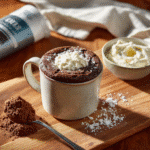 Mug cake protein recipe served fresh in a mug