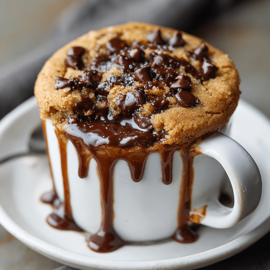 chocolate chip cake mug warm gooey dessert