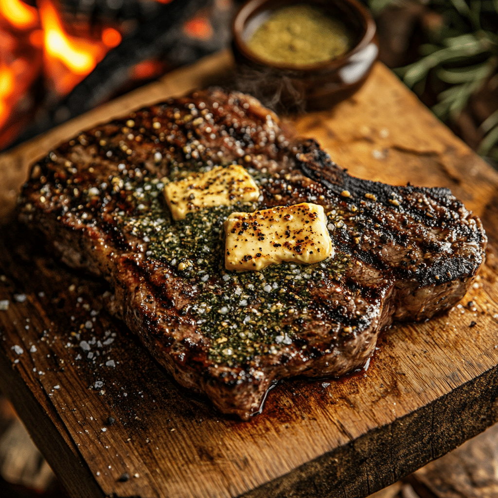 Cowboy butter rub grilled steak