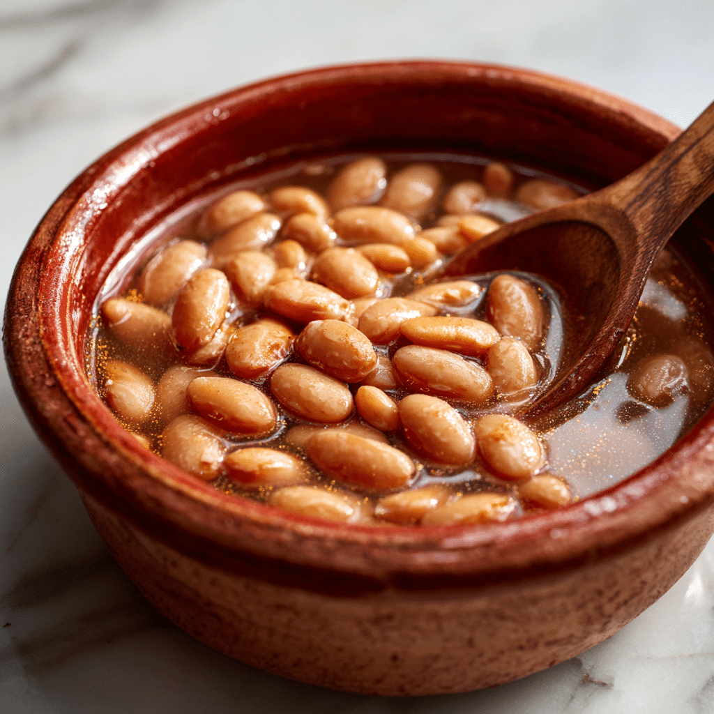 Pressure cook pinto beans recipe served in a rustic bowl