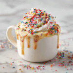 Soft sugar cookie in a mug on rustic table