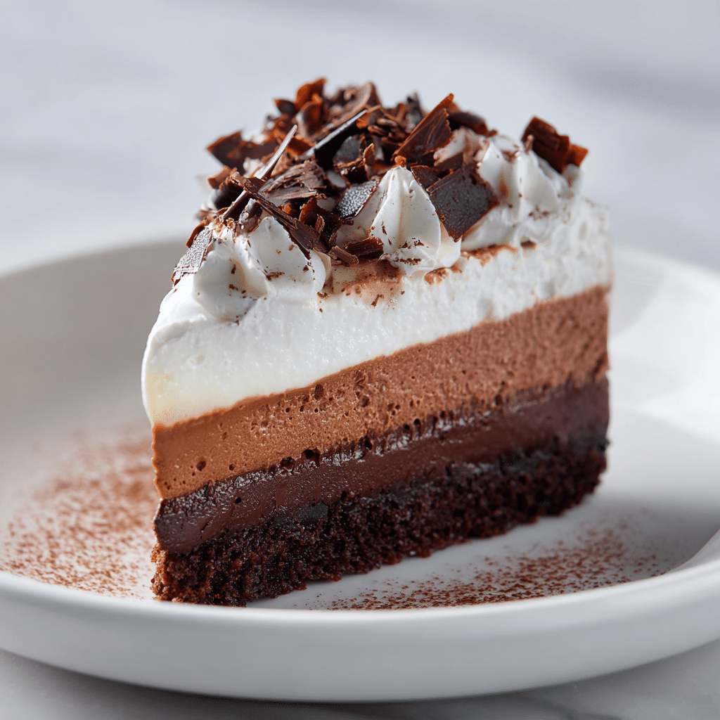 gluten free mousse cake with chocolate mousse topping